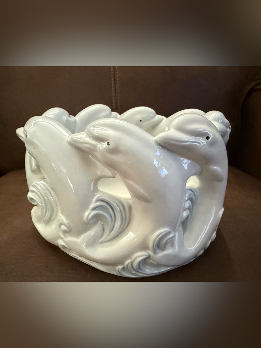 Vintage Dolphin Ceramic Bowl Ocean Sea Life Holland MC Coastal Decor 9x8
